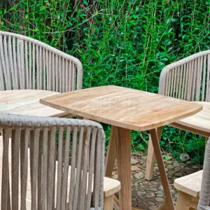 Set kursi resto anyaman rope, rangka kayu jati by Nusadjati