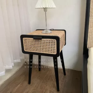 Nakas rotan kayu jati warna hitam model minimalis