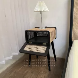 Nakas rotan kayu jati warna hitam model minimalis