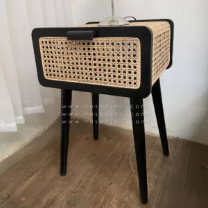 Nakas rotan kayu jati warna hitam model minimalis