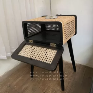 Nakas rotan kayu jati warna hitam model minimalis