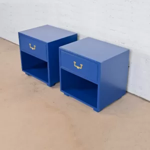 Nakas Meja Samping Tempat Tidur Maya Biru Glossy