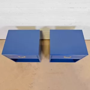 Nakas Meja Samping Tempat Tidur Maya Biru Glossy