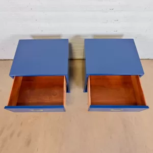 Nakas Meja Samping Tempat Tidur Maya Biru Glossy