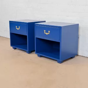 Nakas Meja Samping Tempat Tidur Maya Biru Glossy