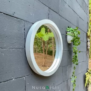 Eila - Cermin Dinding Bulat Putih Glossy