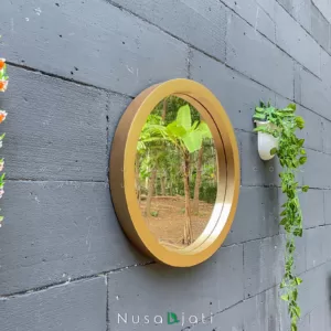 Eila - Cermin Hias Bulat Warna Gold