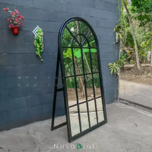 Standing Mirror Kolonial Hitam Glossy