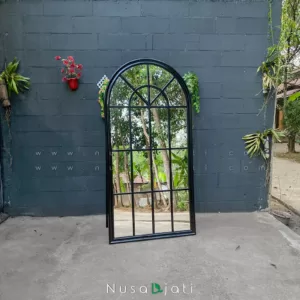 Standing Mirror Kolonial Hitam Glossy