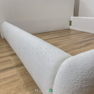 Bed Frame Minimalis Boucle Cream Rounded