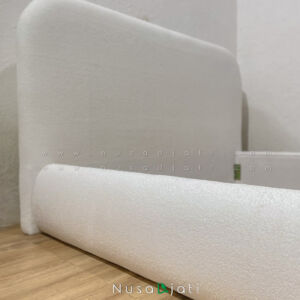 Bed Frame Minimalis Boucle Cream Rounded