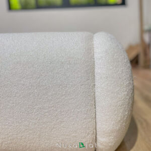 Bed Frame Minimalis Boucle Cream Rounded