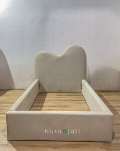 Bed Frame Minimalis Heart Shape Cream Korean Style