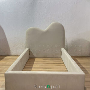 Bed Frame Minimalis Heart Shape Cream Korean Style