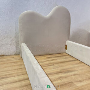 Bed Frame Minimalis Heart Shape Cream Korean Style
