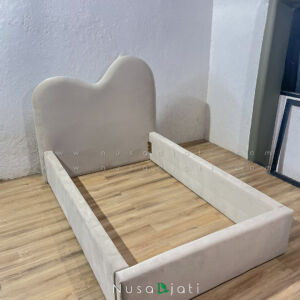 Bed Frame Minimalis Heart Shape Cream Korean Style