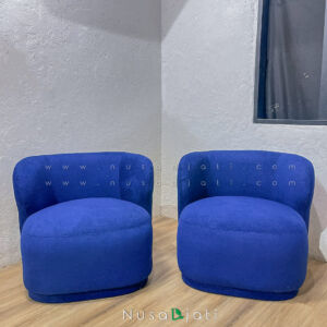 Sofa Bulat Armchair Eira warna biru desain modern minimalis single chair