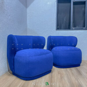 Sofa Bulat Armchair Eira warna biru desain modern minimalis single chair