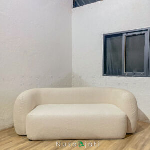 Sofa Modern Rounded Boucle Cream