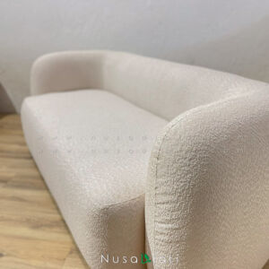 Sofa Modern Rounded Boucle Cream