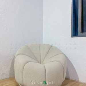 Sofa Aesthetic Labu Bludru Salur Beige