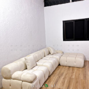 Sofa Boba Kain Bludru Putih
