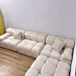Sofa Boba Kain Bludru Putih