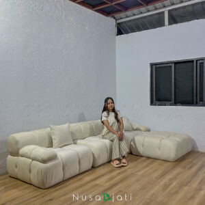 Sofa Boba Kain Bludru Putih