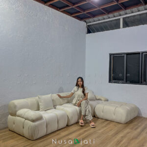 Sofa Boba Kain Bludru Putih